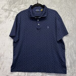 Polo Ralph Lauren Shirt Mens XL Short Sleeve Golf Navy Blue Sailboat Nautical
